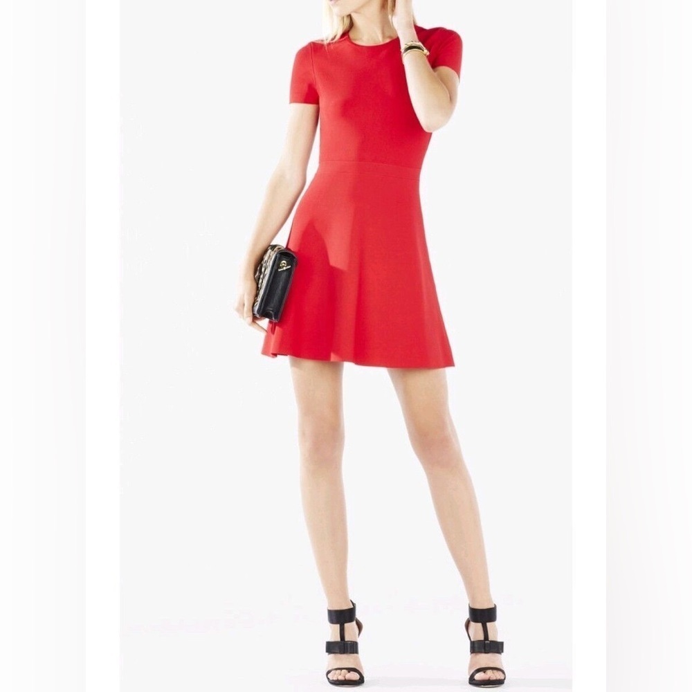 BCBG MaxAzria Red Fit & Flare Mini Dress – Open Back XXS